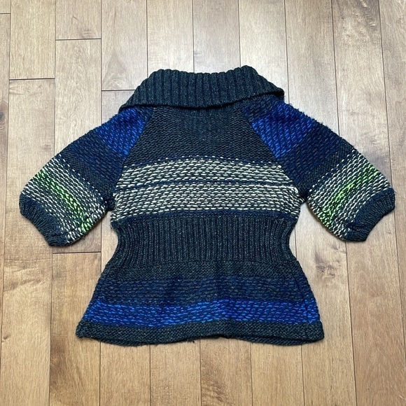 Free People Napoli Cardigan Sweater Wool Button Front Short Sleeve chunky knit S - Picture 7 of 11